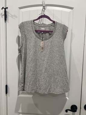 Nic+Zoe Women's Grey Speckled Ribbed Muscle Tank Top